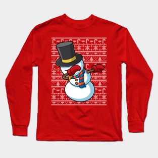 Dabbing Snowman Ugly Christmas Sweater Long Sleeve T-Shirt